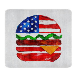 Planche À Découper America Burger (Peinture Blanche No. 1)
