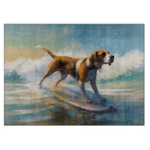 Planche À Découper American Engligh Foxhound Beach Surfing Paining