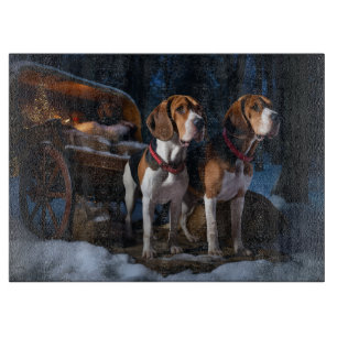 Planche À Découper American English Foxhound Snowy Sleigh Noël