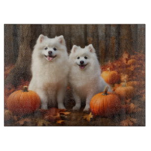 Planche À Découper American Eskimo Chiot Automne Citrouille délice