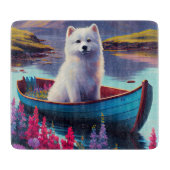 Planche À Découper American Eskimo Dog on Paddle : Une aventure Pitto (Devant)