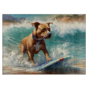 Planche À Découper American Staffordshire Beach Surf Peinture