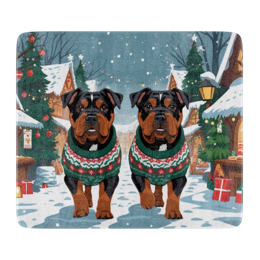 Planche À Découper American Staffordshire Christmas Snow Holiday (Devant)