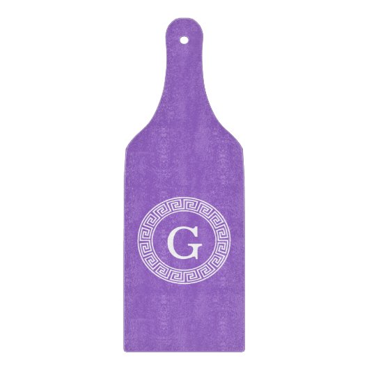 Planche À Découper Améthyste Wht Cadre Rnd Clé Grecque Monogramme Ini (Devant)