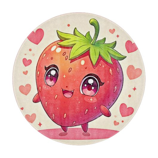 Planche À Découper Amour aux fraises adorable (Devant)