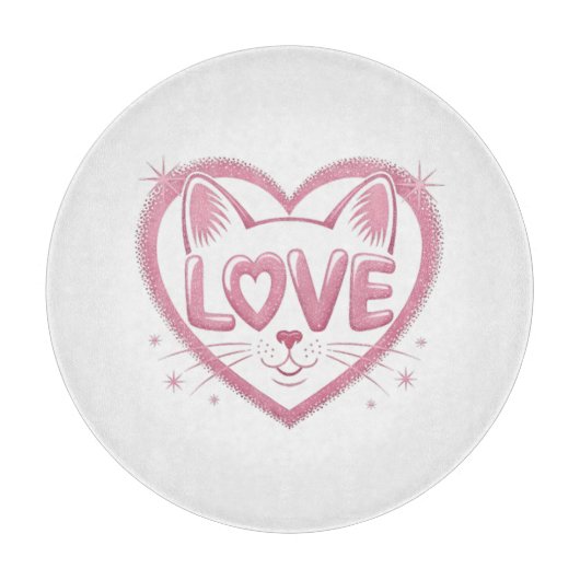 Planche À Découper Amour de chat scintillant (Devant)