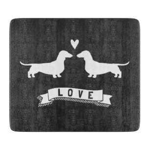 Planche À Découper Amour des Dachshunds - Silhouettes de chien avec c