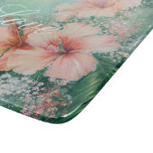 Planche À Découper Amour floral d'hibiscus blanc pêche tropical (Coin)