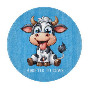 Planche À Découper Amoureux de vaches mignon addictif personnalisable