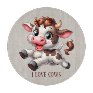 Planche À Découper Amoureux de vaches mignons personnalisables