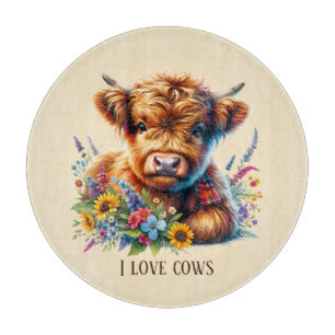 Planche À Découper Amoureux de vaches mignons personnalisables