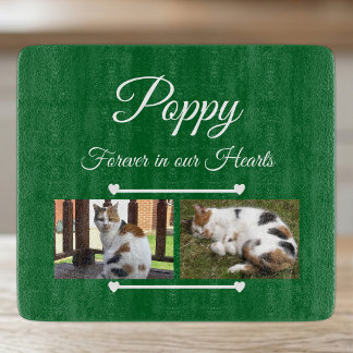 Planche À Découper Amoureux des animaux en verre vert et blanc avec 2