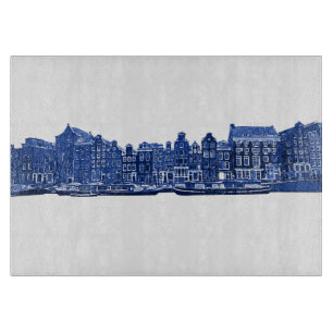 Planche À Découper Amsterdam en style Delft bleu
