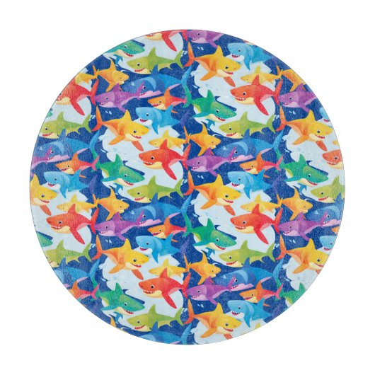 Planche À Découper Amusante fête de ballon d'anniversaire de requin a (Devant)