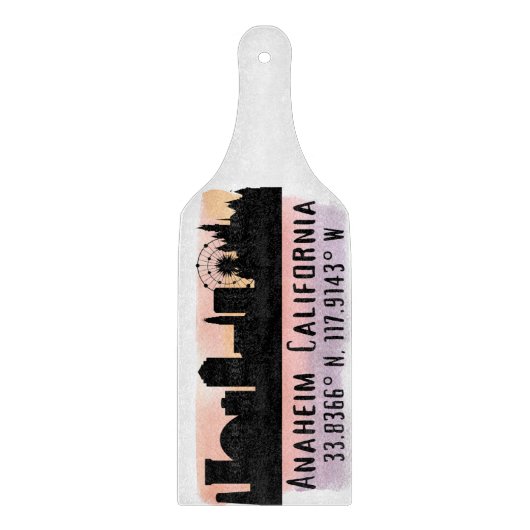 Planche À Découper Anaheim Skyline Latitude et Longitude (Devant)