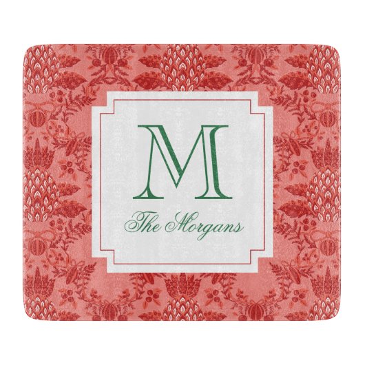 Planche À Découper Ananas de Noël festif Monogramme (Devant)