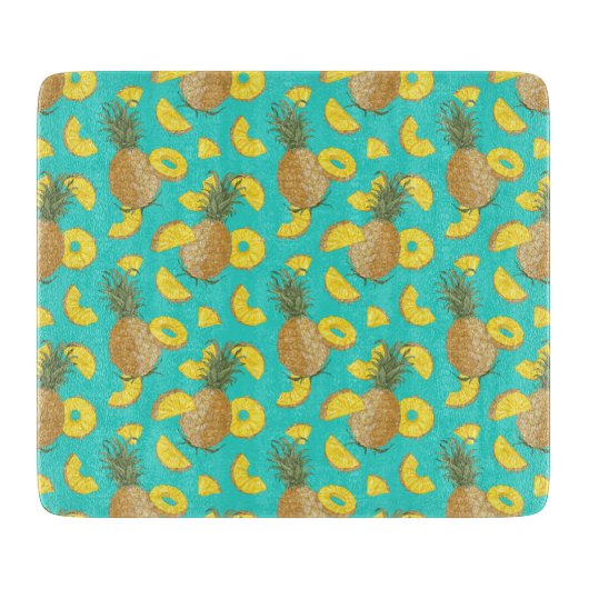 Planche À Découper Ananas En Couleur Turquoise (Devant)