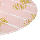 Planche À Découper Ananas en or, Arrière - plan d'été rayé. (Coin)