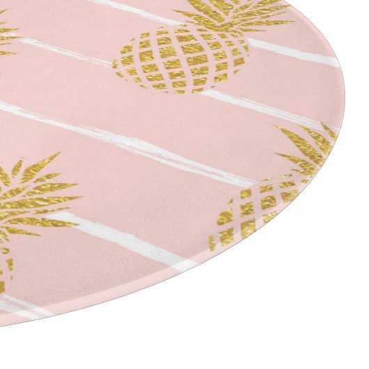 Planche À Découper Ananas en or, Arrière - plan d'été rayé. (Coin)