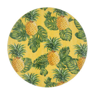 Planche À Découper Ananas et Feuilles tropicaux en or