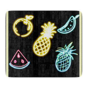 Planche À Découper Ananas et fruits tropicaux Neon