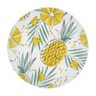 Planche À Découper Ananas juteux : motif vintage brillant.