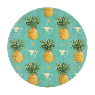 Planche À Découper Ananas lumineux sur le motif géométrique