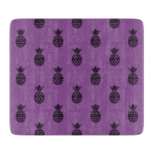 Planche À Découper Ananas Tropical Fruit Été Violet Noir