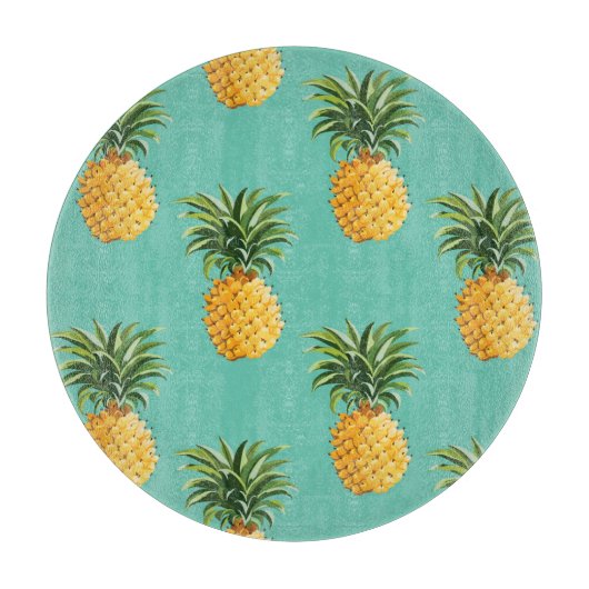 Planche À Découper Ananas tropicaux sur Teal (Devant)