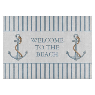 Planche À Découper Ancre Bleu vintage avec corde Personnalisée