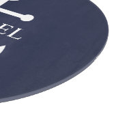 Planche À Découper Ancre bleue marine Nom personnalisé (Coin)