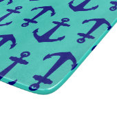 Planche À Découper Ancre Bleue Marine Sur Décor Côtier Turquoise (Coin)