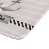 Planche À Découper Ancre d'aquarelle avec des rayures roses jolies pe (Coin)