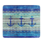 Planche À Découper Ancres de décor bleu marine (Devant)