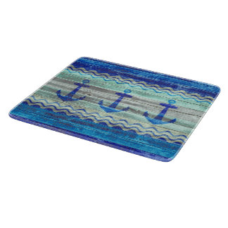 Planche À Découper Ancres de décor bleu marine