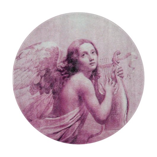 Planche À Découper ANGE JOUER LYRA SUR LES NUAGES Rose, Fuchsia (Devant)