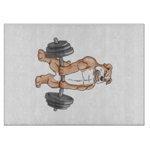 Planche À Découper Anglais Bulldog Bodybuilder Poids Barbell
