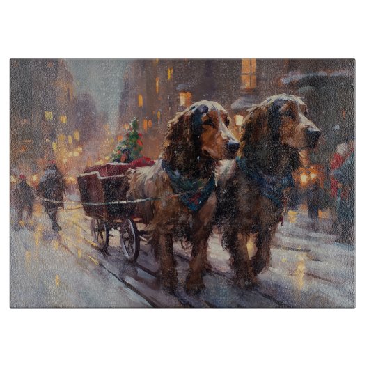 Planche À Découper Anglais Cocker Spaniel Noël Festin Saison (Devant)