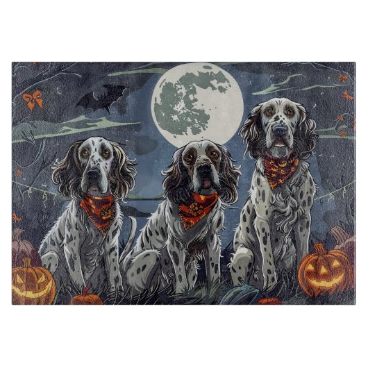 Planche À Découper Anglais Setter Halloween Éffrayant (Devant)