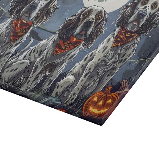 Planche À Découper Anglais Setter Halloween Éffrayant (Coin)