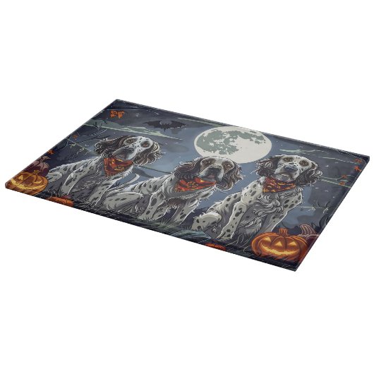Planche À Découper Anglais Setter Halloween Éffrayant (Coin)
