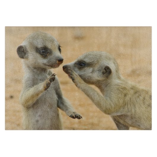 Planche À Découper Animaux de bébés cutest | Deux jeunes Meerkats (Devant)