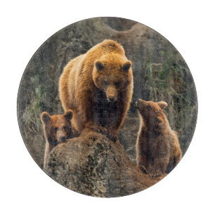 Planche À Découper Animaux de bébés cutest   Famille d'ours Brown