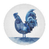 Planche À Découper Animaux de ferme bleu Cobalt - Coq (Devant)