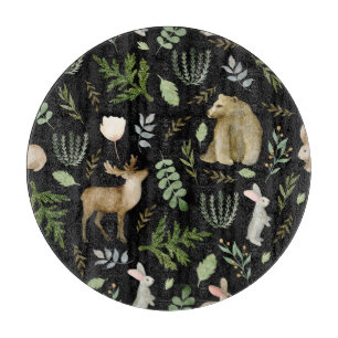 Planche À Découper Animaux mignons : Aquarelle Tirée À La Main.