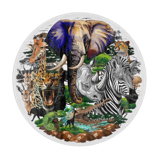 Planche À Découper Animaux sauvages de la Savane africaine (Devant)