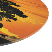 Planche À Découper Animaux sauvages sur le coucher de soleil de la sa (Coin)