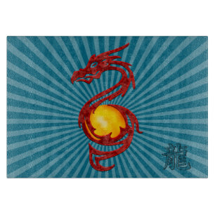 Planche À Découper Année Chinoise du Dragon Rouge Métallisé