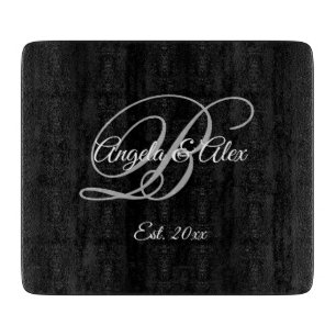 Planche À Découper Anniversaire du Mariage de Monogramme noir fantais