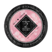 Planche À Découper Anniversaire Mariage élégant du 2e Rose Quartz (Devant)